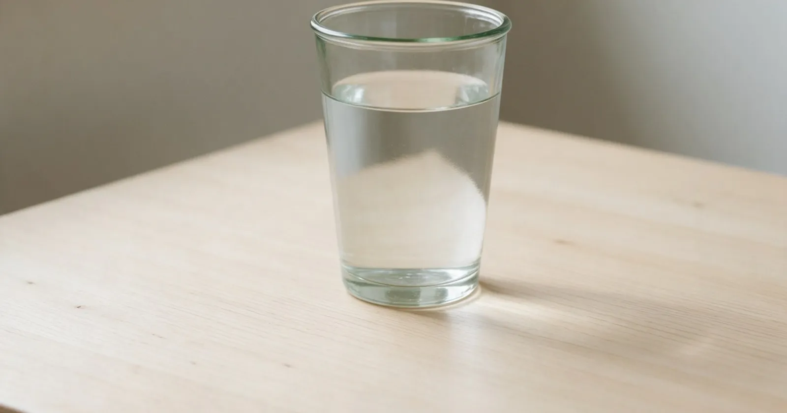 Стакан воды на деревянном столе